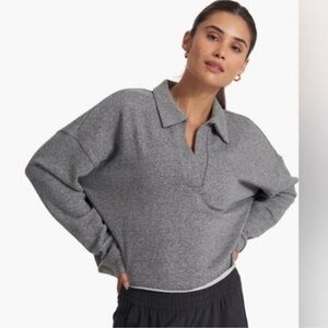 Vuori Sweatshirt Women Small Sedona Cropped Polo Oversized Rolled Hem Boxy